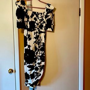 Christopher JohnRogers black floral midi dress